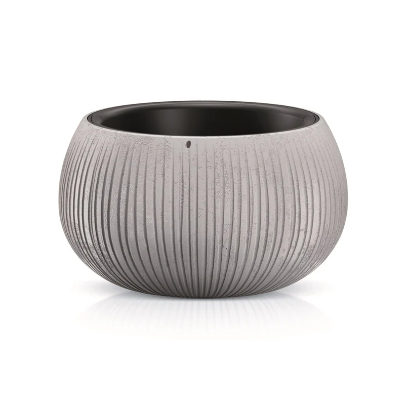 Beton Bowl Blumentopf Pflanzkübel Beton-Design 2 in 1 inkl. Pflanztopf Kunststoff Rund (370mm, Beton)