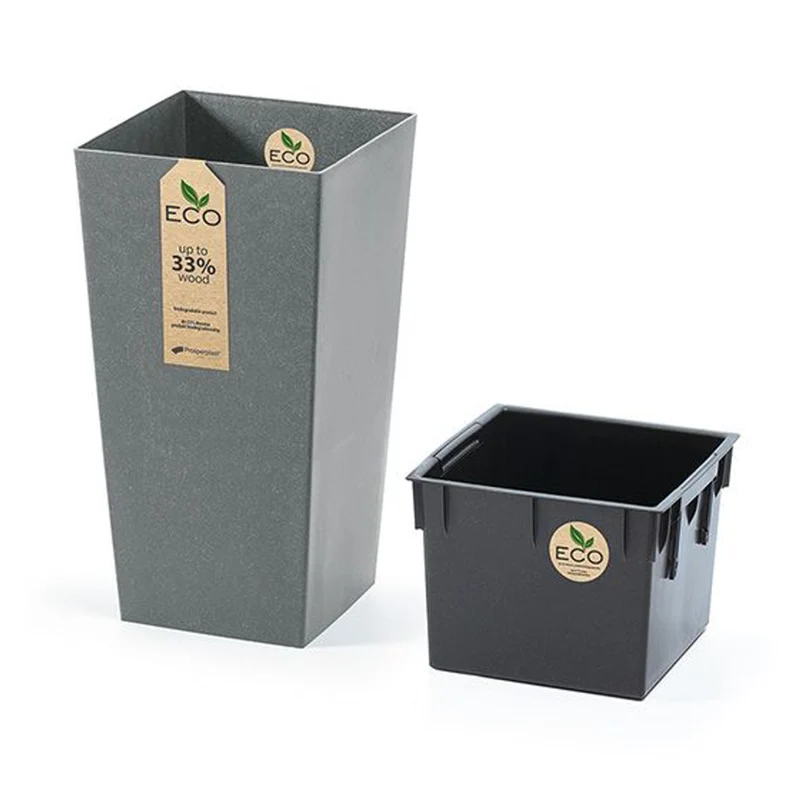 Urbi Square ECO Blumentopf Pflanzgefäß 2in1 inkl. Pflanztopf Witterungsbeständig für Innen- und Außenbereich Kunststoff Eckig (400x400x750mm)