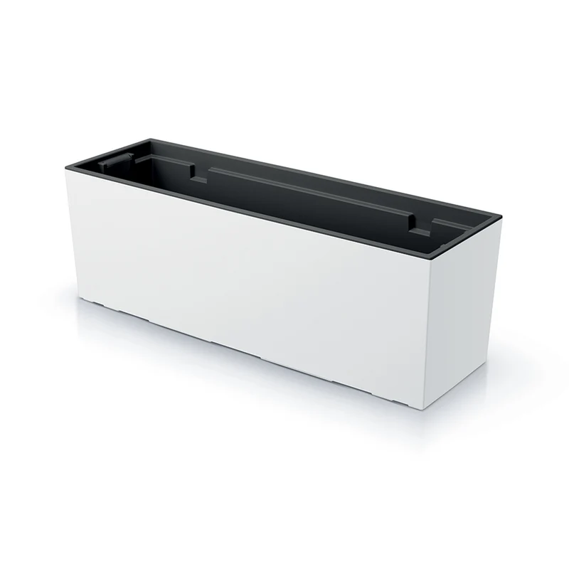 Urbi Case Blumenkasten mit Innentopf für Innen- und Außenbereich Rechteckig Blumentopf UV-beständig (580x180x195mm, Weiß)