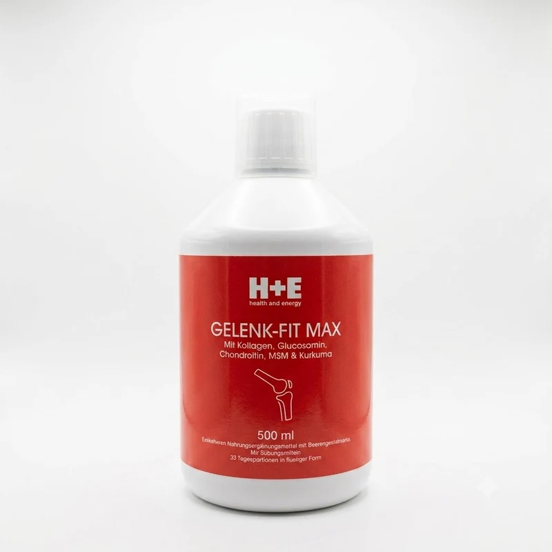H+E Gelenk-Fit Max: flüssiges Gelenk-Konzept mit Kollagen, Glucosamin, Chondroitin, MSM & Kurkuma, 500 ml
