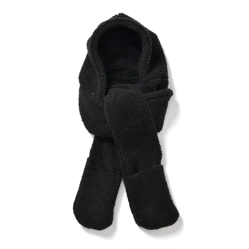 3 in 1 Mütze - Schal - Handwärmer, Sherpa weiß