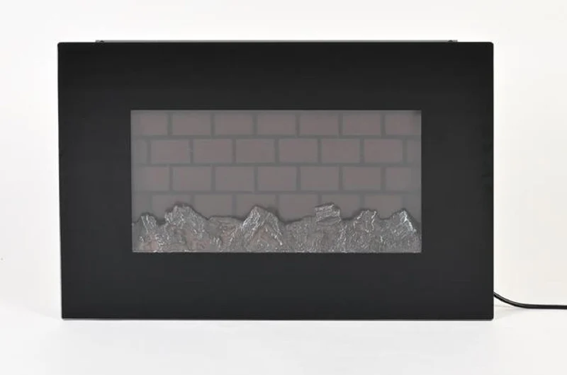 Elektrischer Wandkamin-Heizlüfter, Schwarz - Fernbedienung, 3D-Flammeneffekt, 5 LED-Farben, einstellbare Temperatur, Timer Überhitzungsschutz, langlebiges Metallgehäuse, 66 x 10 x 44 cm