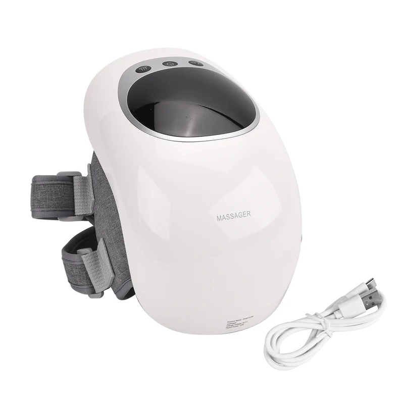 Elektrisches Knie-Massagegerät mit Heißkompressen - 3 Vibrationsmodi, 3 Heizstufen, 25 x 15 x 14 cm, Weiß