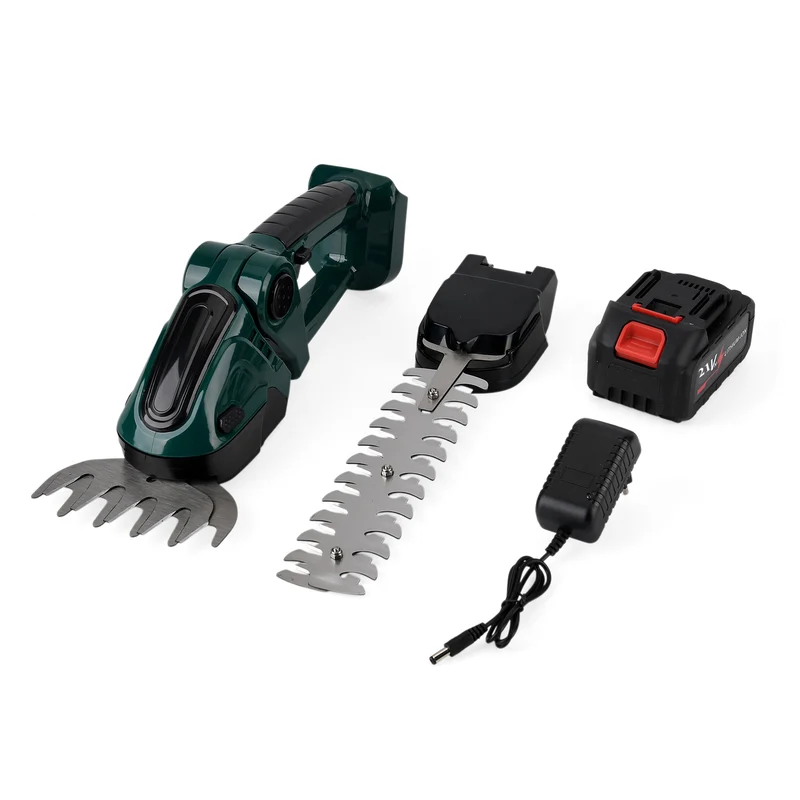 Akku Gras und Strauchschere, 2 in 1 Gartenschneider, 6000 mAh, 390 W, Gelb