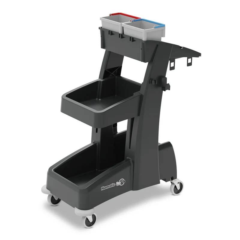 NUMATIC Multi-Matic MM5 – Carro de Limpeza com Prateleiras Multi-níveis e Baldes 5L, Construção Sustentável em Structofoam