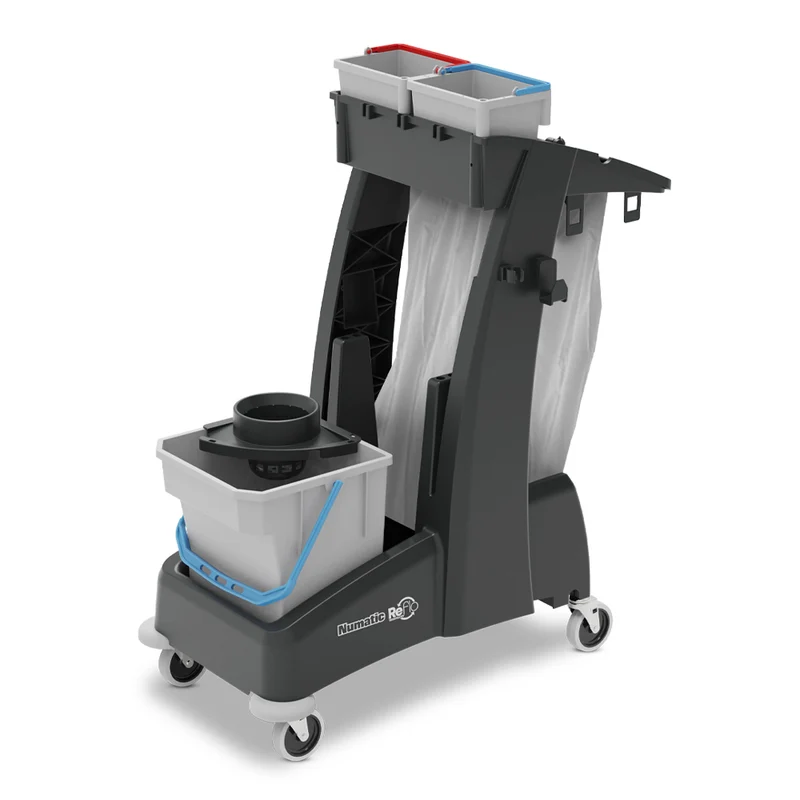 NUMATIC Multi-Matic MM2 – Carro de Limpeza Compacto com Balde de Esfregona 28L, Depósito de Resíduos 70L e Dois Baldes de 5L, Sustentável em Structofoam
