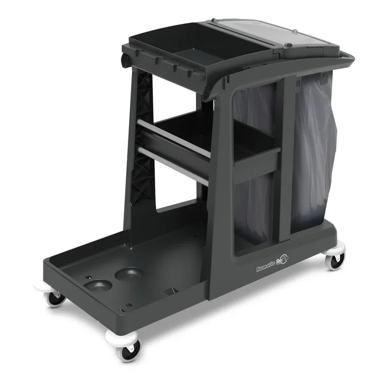 NUMATIC ECO-Matic EM3 – Carro de Limpeza com Lixeira 120L, Prateleiras Acessíveis e Estrutura Sustentável em Structofoam