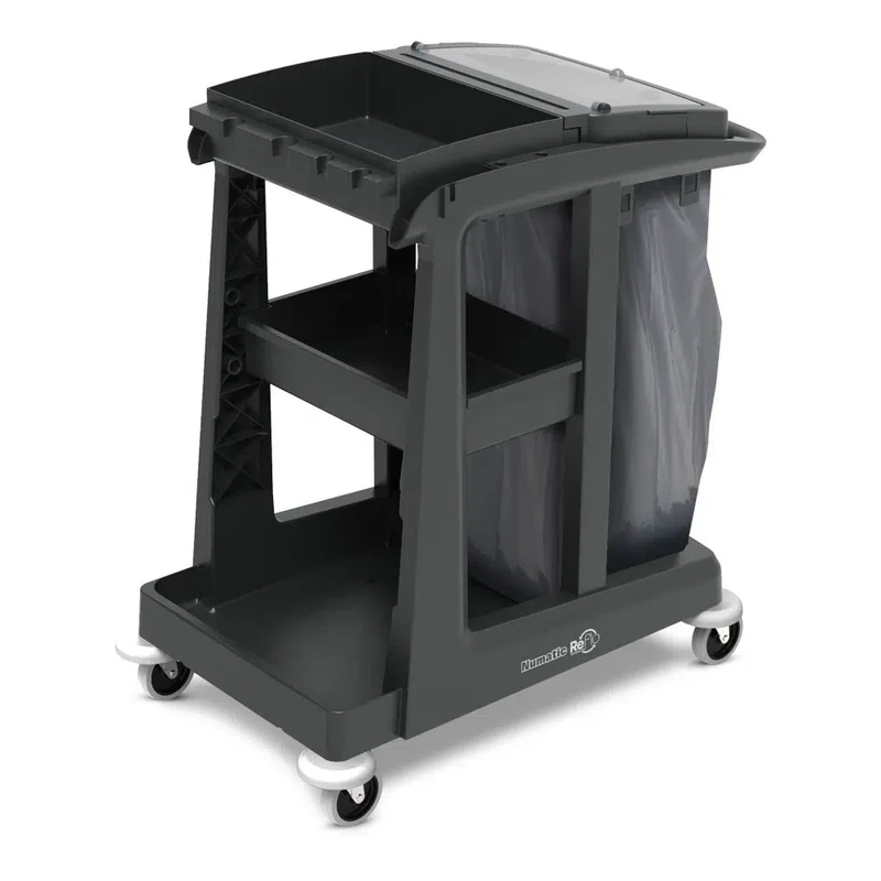 NUMATIC ECO-Matic EM1 – Carro de Limpeza Compacto com Lixeira 120L, Prateleiras de Fácil Acesso e Construção Sustentável em Structofoam