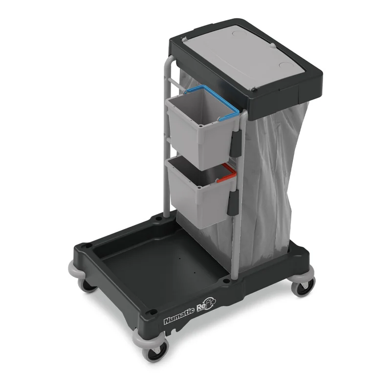 NUMATIC SERVO-Matic SM1405 – Carro de Limpeza Compacto com Baldes Duplos de 5L, Lixeira de 120L e Estrutura Resistente em Plastico Reciclado