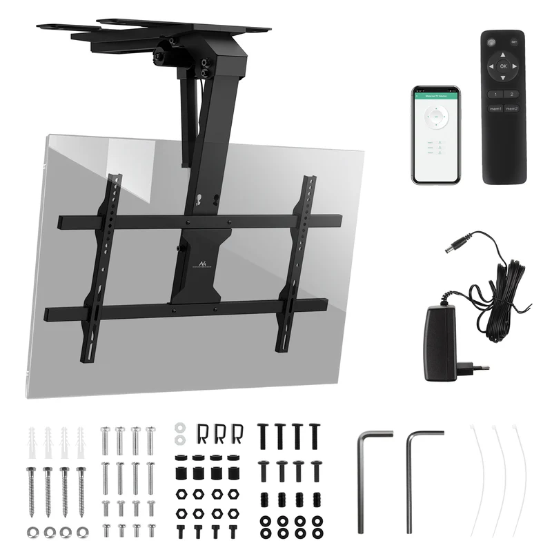 Elektrische Halterung für Maclean TV, Decke, Tuya-Support, max. VESA 800x400, für TV 43-86", max. 45kg, MC-110 T