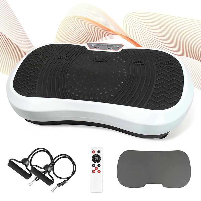 Vibrationsplatte mit 180 Stufen für effektives Training / Fitnessplatte inkl. Fernbedienung & 2 Widerstandsbändern / Fett verlieren und Fitnesstraining von Zuhause mit Vibrationsgerät