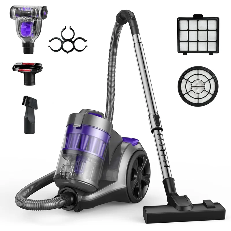 Canister Vacuum Cleaner, 1700W 45Kpa Bagless Vacuum Cleaner, Multi-Cyclonic Filtration, 2 Anti-Allergen HEPA Filters, 3.5QT Dust Cup, 4 Tools, Corded Vacuum for Hard Floor, Pet Hair