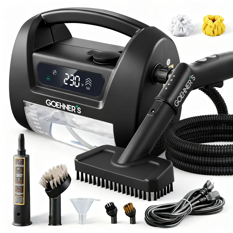 Handheld Steam Cleaner for Kitchen Grease, Range Hood & Stovetop — 230°F Dry Steam (Slate Black)