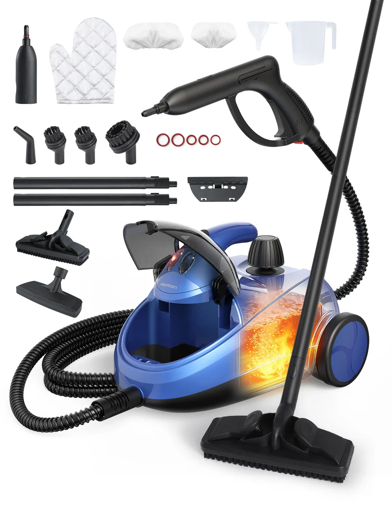Aspiron AS-CA042 Steam Cleaner, Multipurpose Heavy Duty Canister Steamer, Built-In Storage
