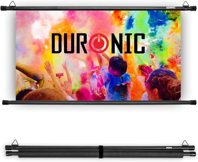 Duronic BPS90 16:9 Projektorleinwand, Beamerleinwand 90 Zoll, Heimkino mit 4K Full HD 3D, Rolloleinwand 1.0 Gain, Beamer Leinwand für Wandmontage, Filmnacht, Videoleinwand für Büro Schulen