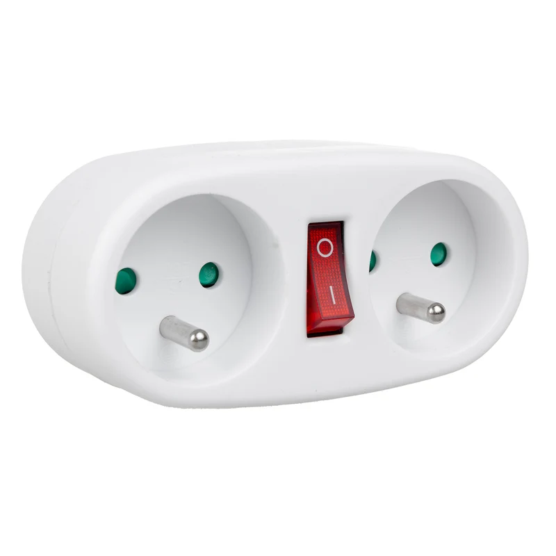 Maclean-Steckdose, Verteiler mit 2 Steckdosen und Ein/Aus-Schalter, Typ E, 2x16A, MCE337 E