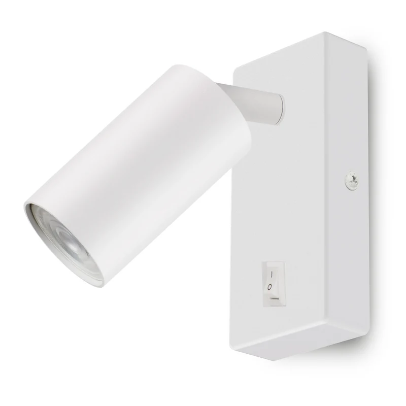 Maclean Wandlampe/Wandleuchte, Spot, rund, GU10, mit 55x90mm Schalter, weiß, MCE369 W+LED Leuchtmittel GU10 7W Maclean Energy MCE437 NW neutralweiß 4000K, 220-240V~, 50/60Hz, 490 Lumen