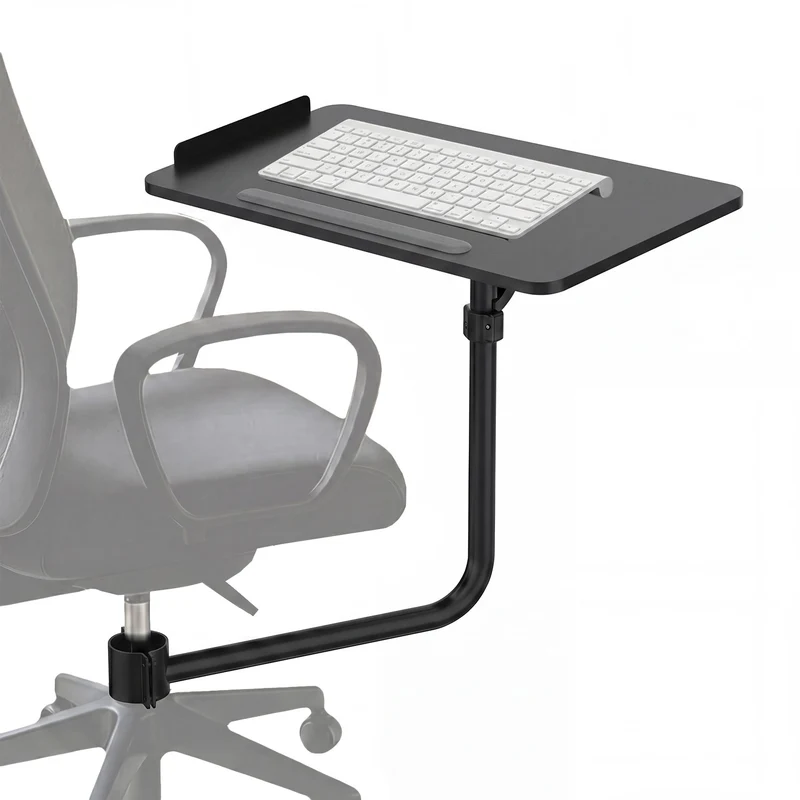 Maclean-Ablage/Tablett für Tastatur, schwarz, Abmessungen des Tabletts 66 x 30 cm, zur Befestigung an einem Bürostuhl, max. 5 kg, MC-139