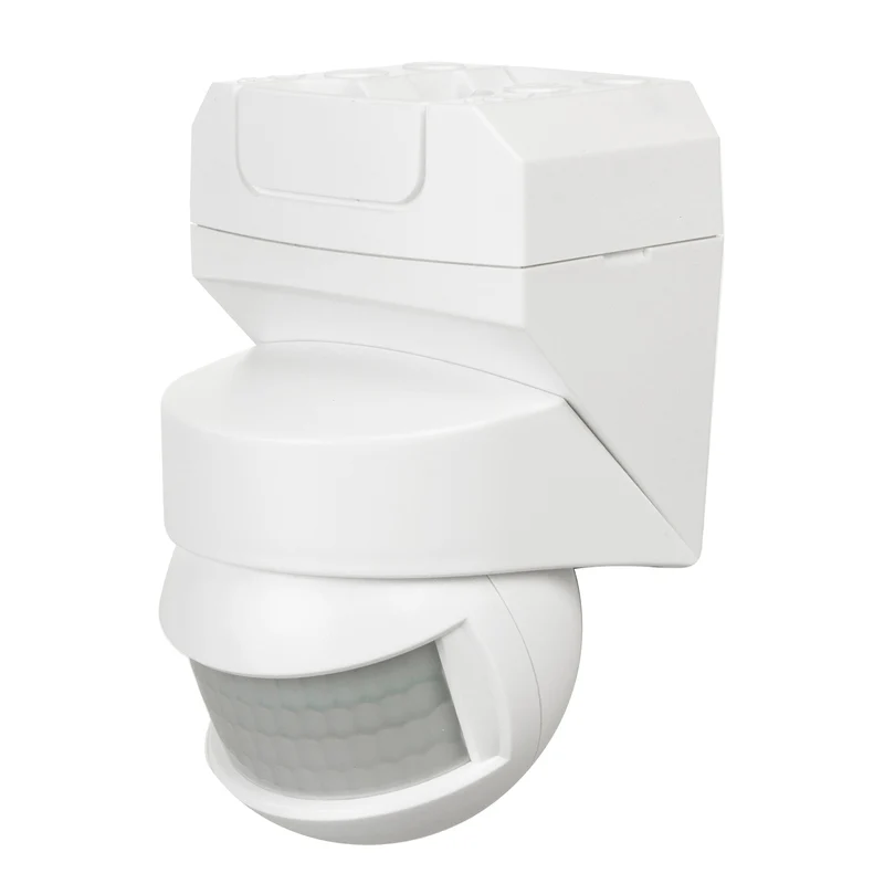 Infrarot-Bewegungssensor 180° + 360° Bewegungsmelder mit Dämmerungssensor bis 12m Reichweite IP54 (Weiß)