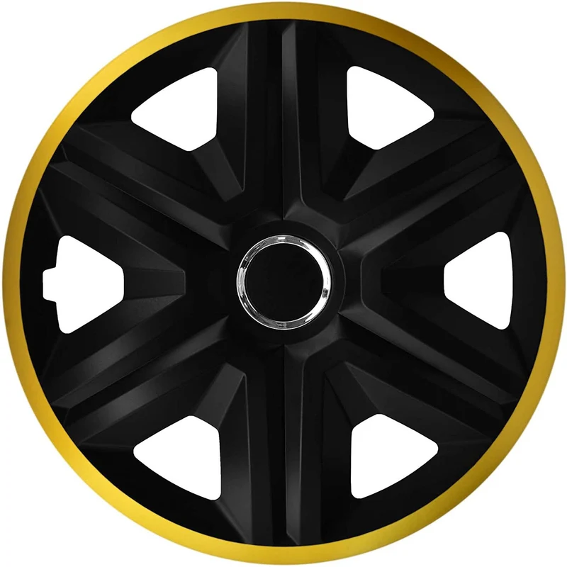 NRM Fast Lux Radzierblenden für 14" Stahlfelgen Zweifarbige Radkappen Satz 4er Set Auto KFZ Fahrzeug Geeignet ür die meisten Marken und Felgen ABS-Kunststoff Schwarz/Gold