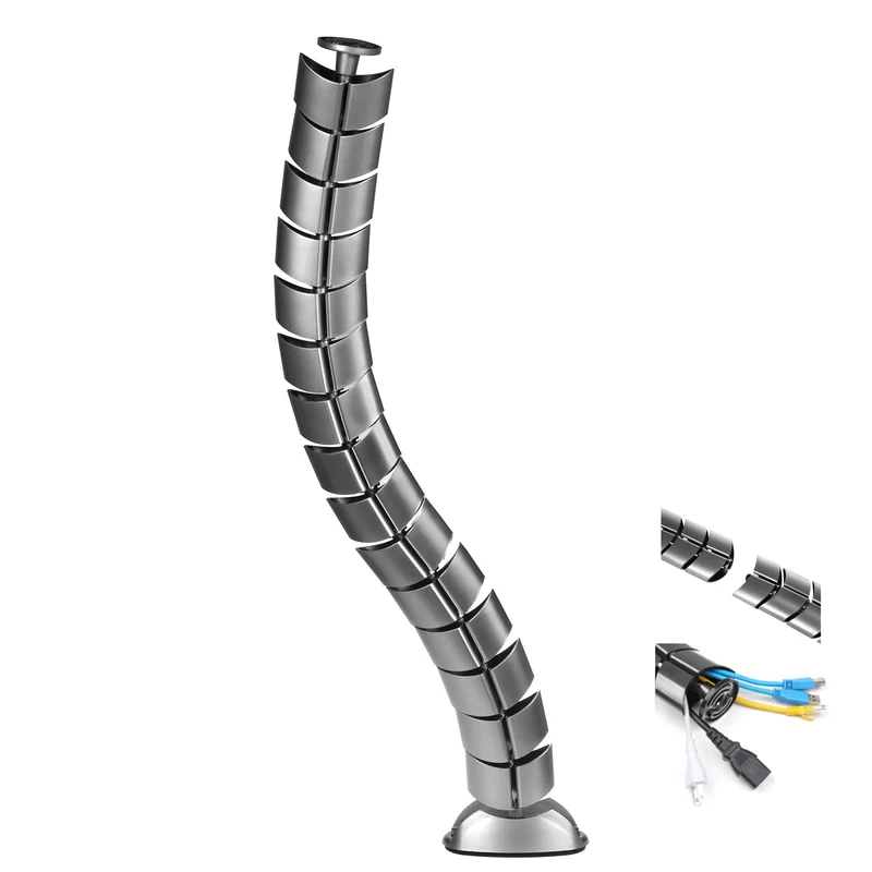 Organizer Kabelabdeckung für Maclean MC-768 S Schreibtisch, Silber 75cm