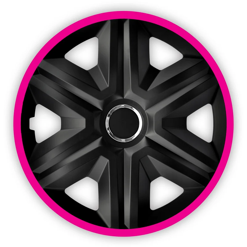 Universal Radkappen Radzierblenden Radblenden Auto KFZ 4 Stück Schwarz/Pink 14"