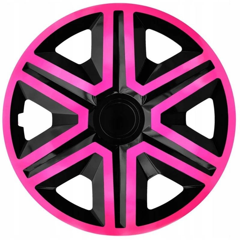 NRM Action 4 x Universal Radzierblenden Radkappen Satz 4er Set Auto KFZ Zoll (Pink-Schwarz, 16")