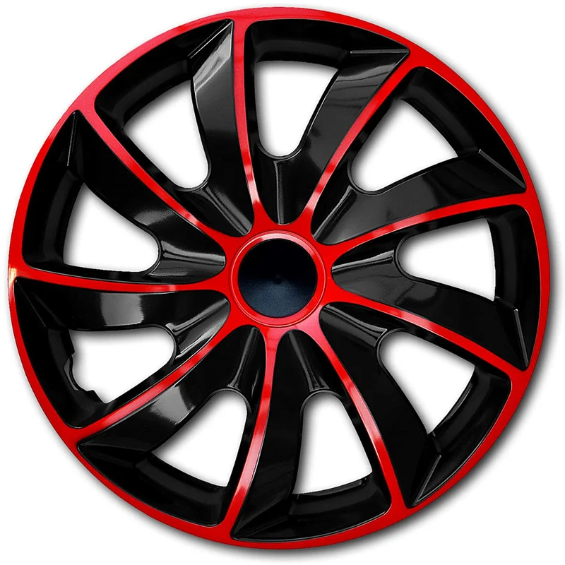 Quad Radzierblende 13" 4 x Universal Radkappen Auto KFZ Fahrzeug 4er Set (Rot/Schwarz, 13")