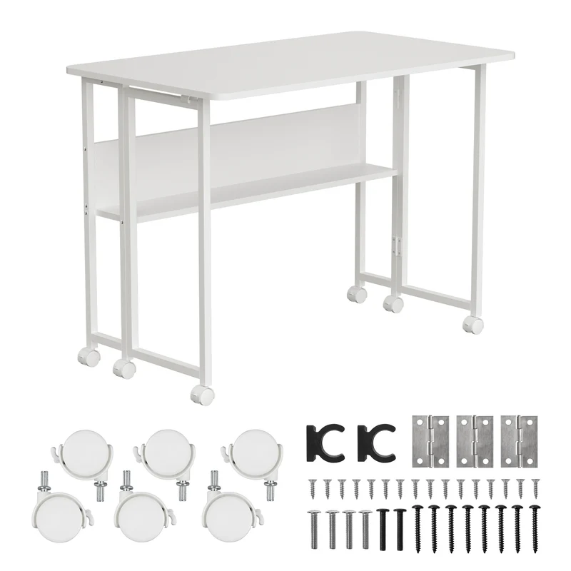 Maclean Klapptisch, weiß, fahrbar, Platte 100x58cm, max. 50kg, MC-126 W