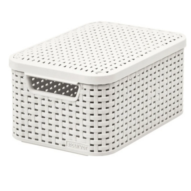 Curver Korb, Mehrzweck, mit Deckel, creme, Rattan Style M