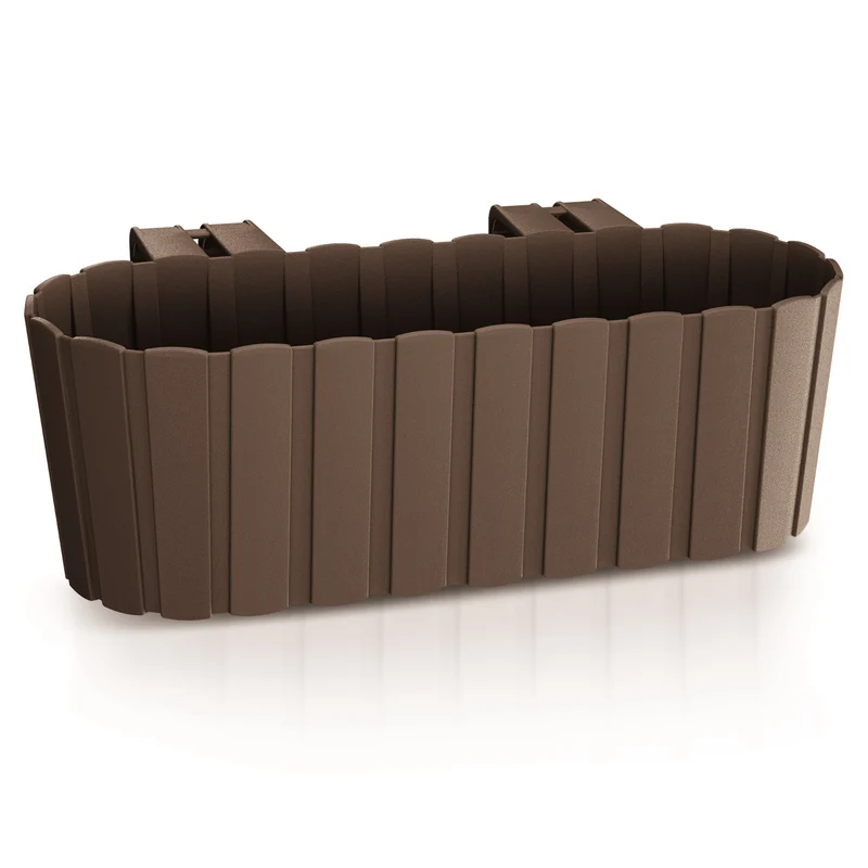 Boardee Hook Blumenkasten Balkonkasten Blumentopf Pflanzkasten 4,9L 383x212x130mm (Braun)