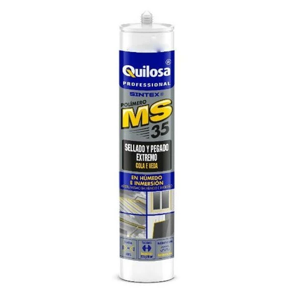 QUILOSA Cola e Vedante Polímero MS35 – Alta Elasticidade, Resistência UV e Aplicação em Suportes Húmidos