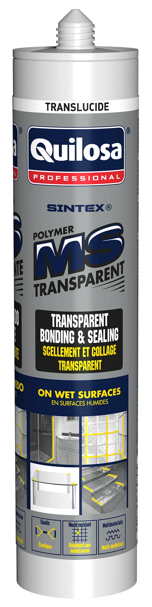 QUILOSA Adesivo Vedante Transparente Polímero MS 300ml – Monocomponente e Elástico para Multimateriais