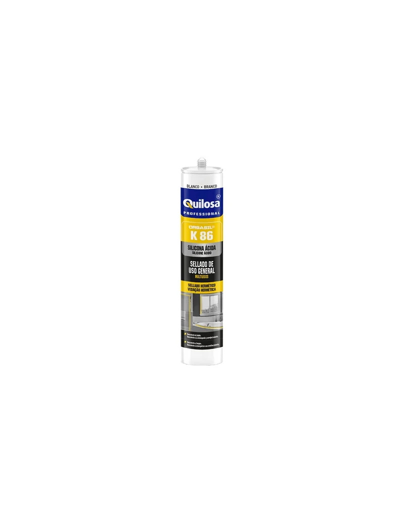 QUILOSA Silicone Vedante Borracha K86 – Multiuso, Monocomponente, Várias Cores para Casa e Indústria