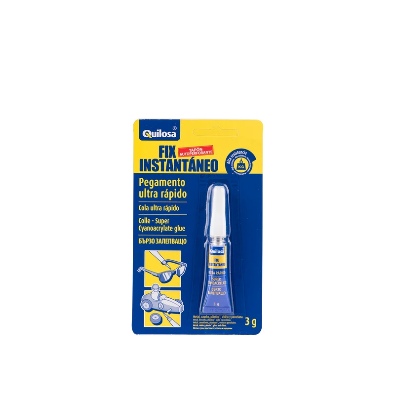 QUILOSA Fix Instantâneo – Adesivo Cianoacrilato Incolor de Alta Resistência para Multimateriais