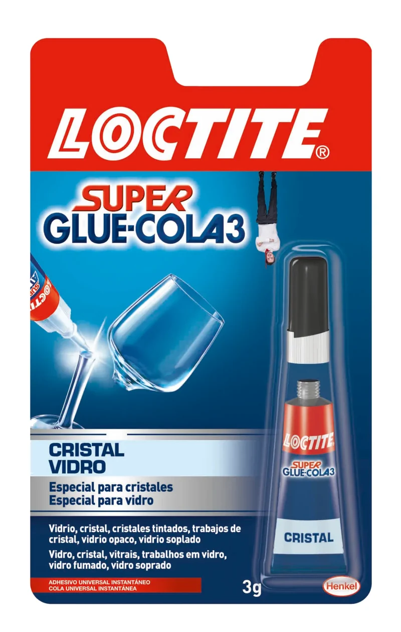 LOCTITE Super Cola 3 Vidro – Colagem Instantânea, Transparente e Resistente à Água para Todos os Tipos de Vidro e Cristal