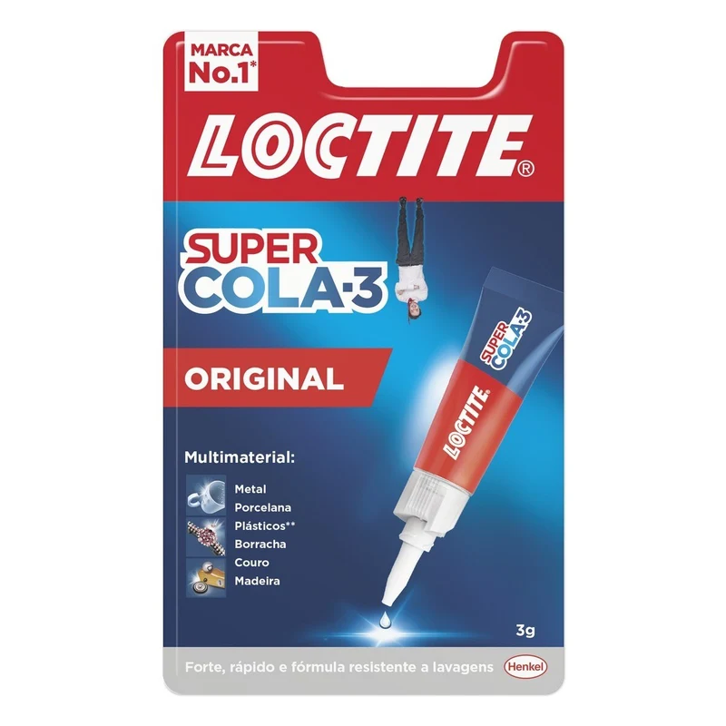 LOCTITE Super Cola 3 Original – Cola Líquida Instantânea para Plástico, Metal, Madeira, Cerâmica, Couro e Mais | União Forte e Versátil