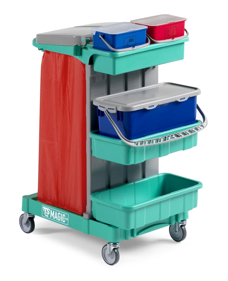 TTS Carro Limpeza Magic 610B – Porta-Sacos 120 L e Sistema de Pré-Imersão