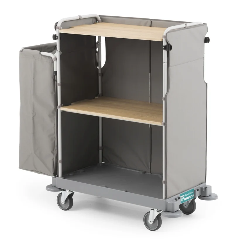 TTS Carro Multiuso Green Hotel 870 com Moldura Rilsan e Porta-Saco Dobrável