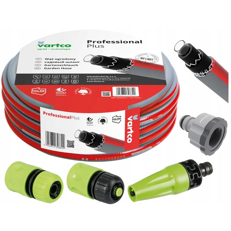 Vartco 6 Lagen 30m 1/2" Gartenschlauch Set + Armaturen