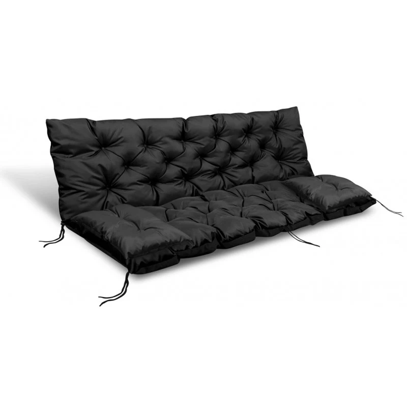 Gartenbank Kissen Garten-Set schwarz 100x60x50cm + 2 Kissen 42 x 42 cm