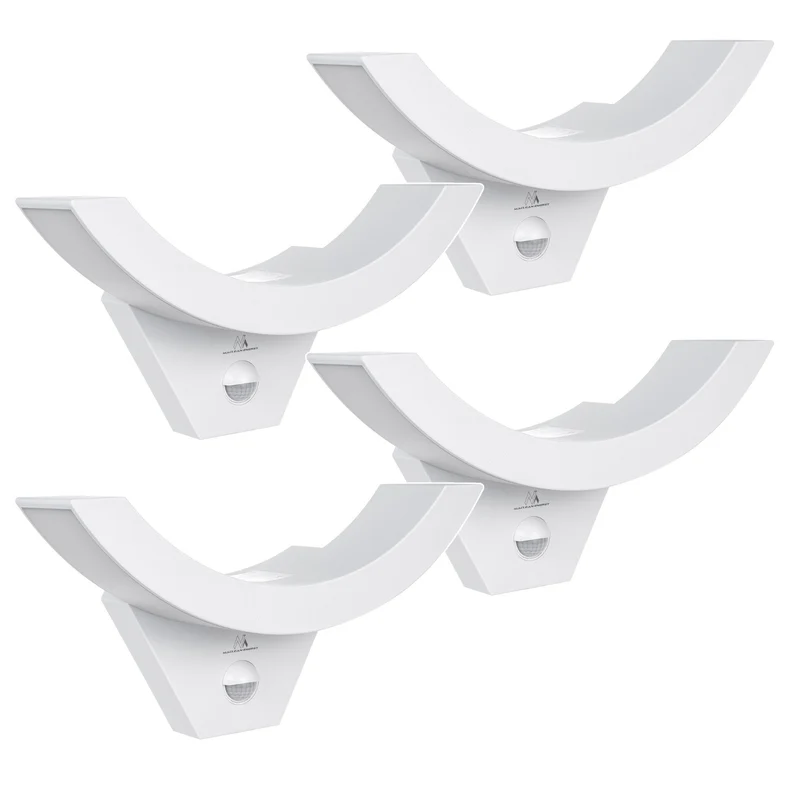 Maclean LED-Leuchte mit Bewegungsmelder, PIR-Sensor, Farbe: Weiß, 10 W, IP54, 800 lm, MCE290 W, 4 Stück