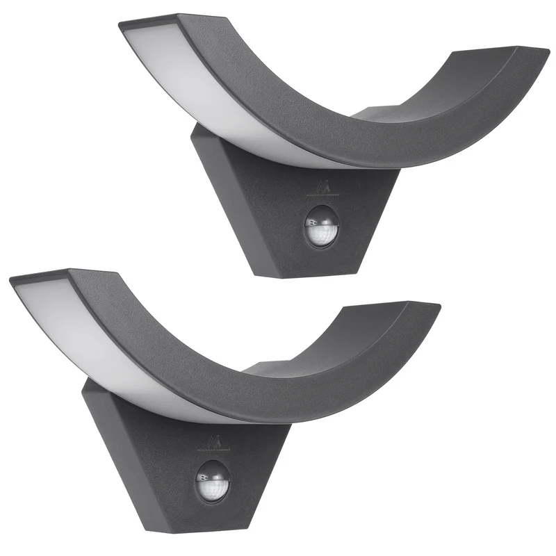 Maclean LED-Leuchte mit Bewegungsmelder, Infrarot-Bewegungsmelder, Farbe: Grau, 10 W, IP54, 800 lm, MCE290 GR, 2 Stück