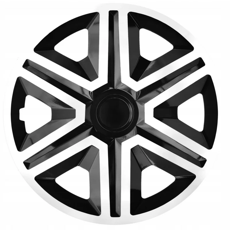 Action 4 x Universal Radzierblenden Radkappen Satz 4er Set Auto KFZ Zoll (Weiß/Schwarz, 14")