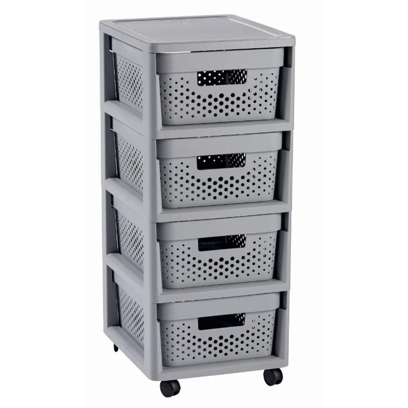 Curver 4x11L Infinity Bücherregal grau, 4-Volumen Schubladen