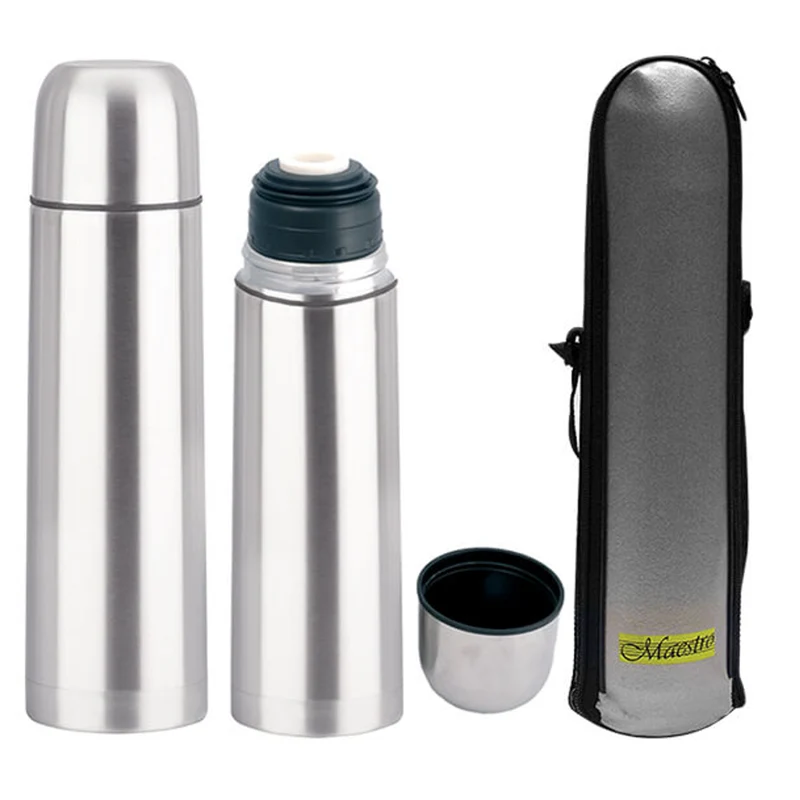 Thermoskanne aus Edelstahl Isolierflasche mit Trinkbecher und Tragetasche für Warm- oder Kaltgetränke (1000ml)