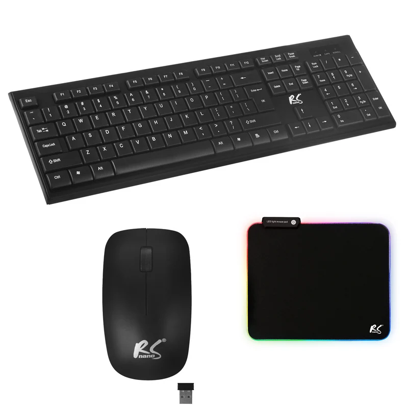 Kabellose Tastatur + Maus + Mauspad Set NanoRS, RS580