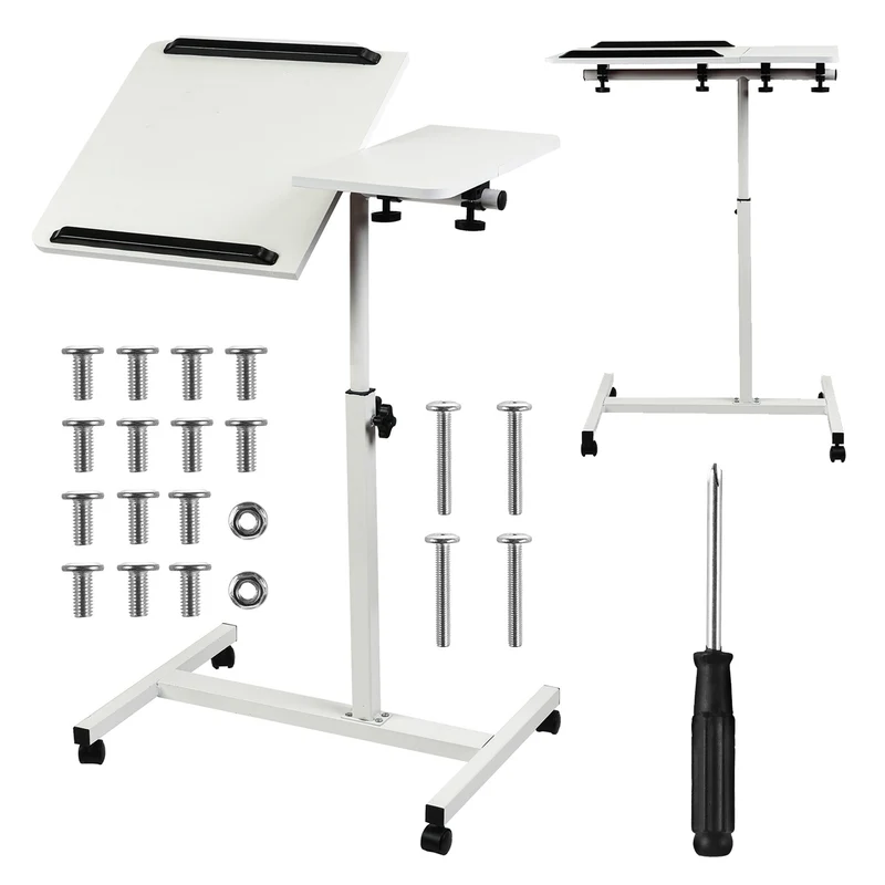 Mobiler Schreibtisch/Laptop-Ständer Maclean, weiß, höhenverstellbar 59-89cm, max. 30kg , MC-121 W