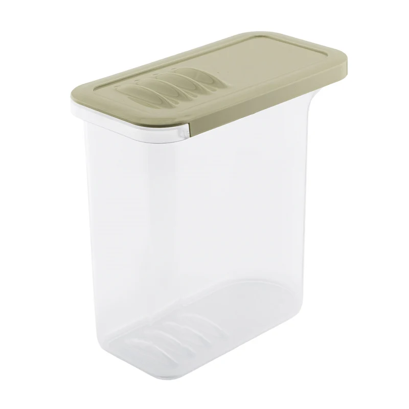 BranQ Lebensmittelbehälter, 1,5l, transparent, olivgrüner Deckel, Shark